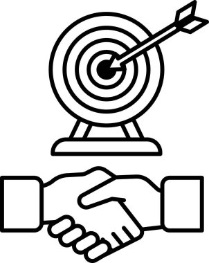 Arka planda bir hedefle titreşen iki elin siyah beyaz görüntüsü. İşbirliği ve takım çalışması kavramı, iki el ortak bir hedefe ulaşmak için bir araya geliyor.