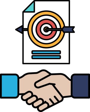 Üzerinde hedef olan bir kağıdı sıkan bir el. Hedef, hedefini gösteren okları olan bir hedef.