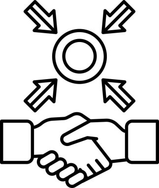 Görüntünün merkezini gösteren oklarla titreyen iki elin siyah ve beyaz görüntüsü. İşbirliği ve anlaşma kavramı