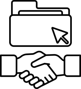 Arka planda bir dosya klasörü ile iki kişi arasında bir tokalaşma gösteriliyor. İki bireyin anlaşmayı imzalamak için el sıkıştığı profesyonel ya da iş toplantısı kavramı