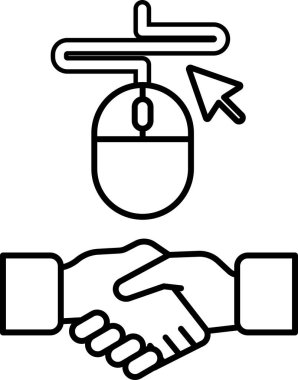 Bir fare üzerine fare tıklaması ile gösterilir ve iki kişi arasında bir tokalaşma gösterilir. İşbirliği ve anlaşma kavramı