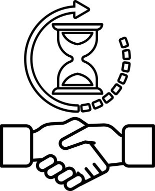 Arka planda saatle el sıkışan bir el. Saat 10: 00 'u gösteriyor.