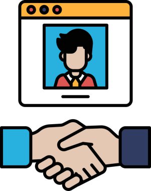 Bir adam resimdeki başka bir adamla tokalaşıyor. Soldaki adam kravat takıyor.