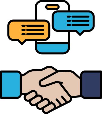 Arka planda cep telefonu olan bir el sıkışıyor. İş anlaşması ya da ortaklık kavramı