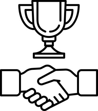 Bir fincan ve bir tokalaşma başarılı bir iş anlaşmasını simgeler. Kupa başarılı ortaklığın ödülünü temsil ederken, tokalaşma iki taraf arasındaki güven ve anlaşmayı temsil ediyor.