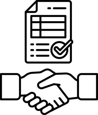 Bir kağıt parçasında işaret olan iki kişi arasında bir tokalaşma. İki birey arasındaki güven ve anlaşma kavramı