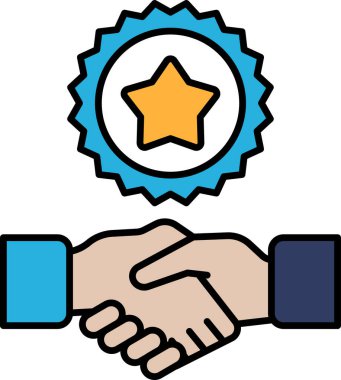 Üzerinde yıldız olan elini sıkan bir el. Yıldız mavi bir çemberle çevrilidir.