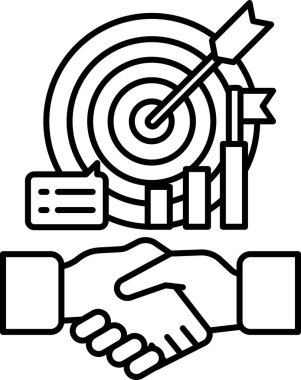 Arka planda bir hedefle titreşen iki elin siyah beyaz görüntüsü. İşbirliği ve takım çalışması kavramı, iki el ortak bir hedefe ulaşmak için bir araya geliyor.