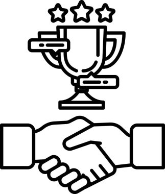 Üzerinde üç yıldız olan bir kupayı sallayan bir el. Ödül başarı ve başarının sembolüdür.