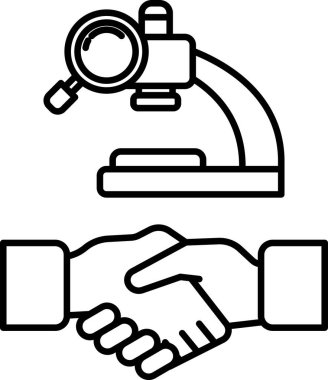 İki elin titrediği siyah beyaz bir çizim. Görüntü bir mikroskop ve bir büyüteç.