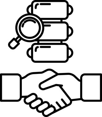 Arka planda büyüteç olan iki kişi arasında bir tokalaşma. İki birey arasındaki güven ve işbirliği kavramı