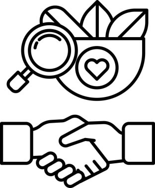 Arka planda büyüteçle titreyen iki elin siyah beyaz çizimi. İşbirliği ve ortaklık kavramı