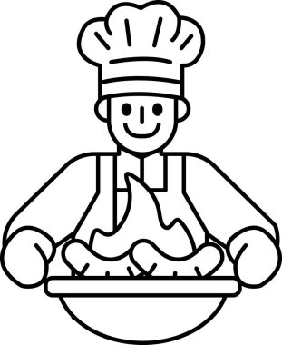 Bir şef bir kase yemek tutuyor ve gülümsüyor. Aşçıbaşı yemeği hazırlama ve servis etme sürecinden zevk aldığı için sıcaklık ve mutluluk kavramı