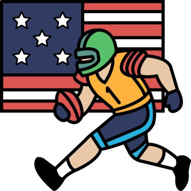 Elinde futbol topuyla koşan bir futbolcu. Futbolcu sarı bir forma ve yeşil bir kask giyiyor.