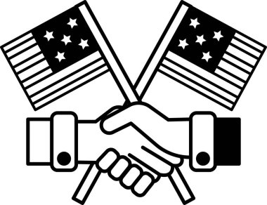 Üzerinde yıldızlar olan bir bayrağı sallayan iki el. Bayrak bir Amerikan bayrağı. İki ülke arasındaki birlik ve işbirliği kavramı