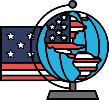 Üzerinde Amerika Birleşik Devletleri 'nin olduğu bir küre. Dünya mavi ve beyaz.