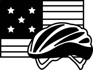 Siyah beyaz bir kask ve bayraktaki yıldızlar. Miğfer bayrağın üstüne konur ve yıldızlar miğferin etrafına dağılır. Miğfer olarak vatanseverlik ve gurur kavramı.