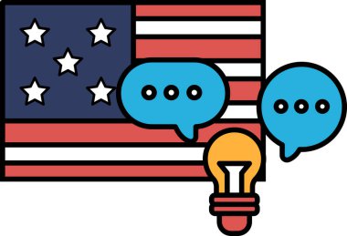 Amerikan bayrağının yanında üzerinde 