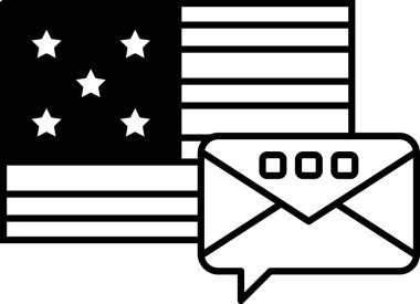 Üzerinde bir yıldız ve E harfi olan siyah beyaz bir Amerikan bayrağı. E harfi bayrağın sağ tarafında.