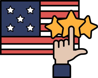 Amerikan bayrağındaki bir yıldızı gösteren bir el. Elim 3 numarada.