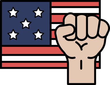 Amerikan bayrağı üzerinde bir yumruk kaldırılır. Yumruk öyle bir kaldırılır ki, sıkılmaz ama yine de kalkar. Bayrak kırmızı, beyaz ve mavi.