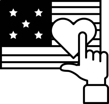 Amerikan bayrağındaki kalbi gösteren bir el. Görüntü bir sevgi ve birlik mesajı iletir.