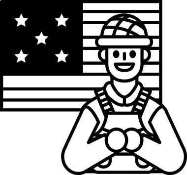 Askeri üniformalı bir adam gülümsüyor ve elinde bir bayrak tutuyor. Ülkenizde vatanseverlik ve gurur kavramı