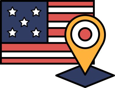 Üzerinde kırmızı nokta olan bir Birleşik Devletler haritası. Harita bir çizgi film tarzında çizilmiş