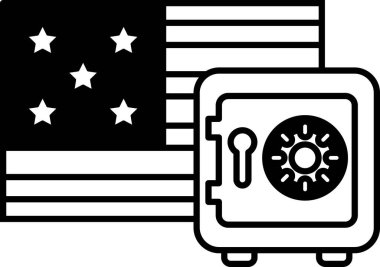 Üzerinde yıldız olan bir kasanın siyah beyaz görüntüsü. Kasa bayrağın üstünde.