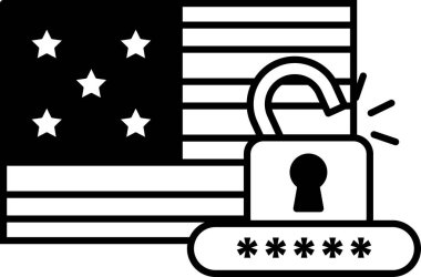 Siyah beyaz bir anahtar ve arka planda Amerikan bayrağı olan bir kilit. Anahtar, bir şeyin kilidini açmayı sembolize ederek kilitten çıkarılmak.