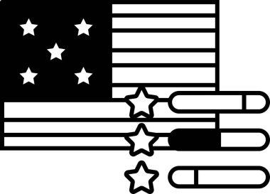 Yıldızlı Amerikan bayrağının siyah beyaz görüntüsü. Yıldızlar eşit aralıklarla dizilmemişler.