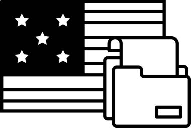 Üzerinde bir klasör olan Amerikan bayrağının siyah beyaz görüntüsü. Dizin 