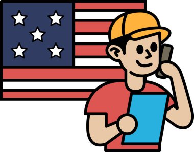 Bir adam elinde bir kağıt parçasıyla cep telefonuyla konuşuyor. Gazetede 