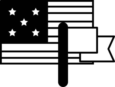 Üzerinde kırmızı-beyaz işareti olan siyah-beyaz bir Amerikan bayrağı.