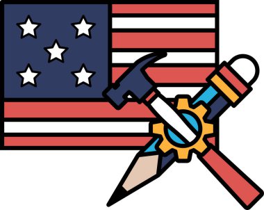 Amerikan bayrağının tepesinde bir çekiç ve bir kalem var. Çekiç ve kalem inşa etmek ve yaratmak için kullanılan araçlardır. Amerikan bayrağı ülkeyi ve onun değerlerini temsil ediyor.