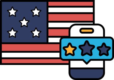 Yıldız dereceli ve arka planda bayrak olan bir telefon. Telefon masanın üstünde.