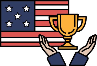 Vatansever bir bayrak iki eliyle bir kupa tutarken gösterilir. Gurur ve başarı kavramı, kupa bir zafer ya da başarıyı temsil ettiği için. Bayrak, ulusal kimliğin sembolü olarak hizmet vermektedir.