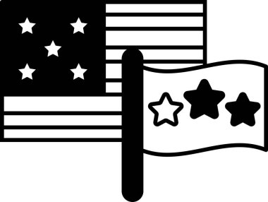 Yıldızlı ve çizgili siyah beyaz bir bayrak. Bayrak Birleşik Devletler 'e ait ve yıldızlar üçgen şeklinde dizilmiş.