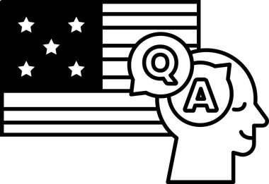 Bir adamın kafası Amerikan bayrağıyla konuşuyor. Adam bir soru soruyor ve bayrak cevap veriyor.