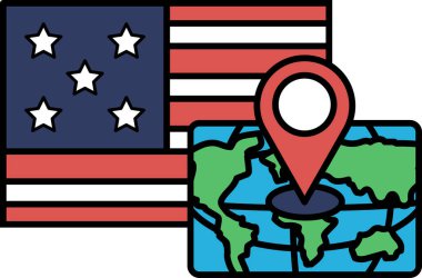 Üzerinde kırmızı nokta olan bir dünya haritası ve sol tarafında 