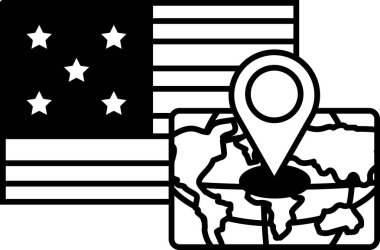 Üzerinde kırmızı bir nokta ve yıldız olan bir dünya haritası. Yıldız haritanın sol tarafında ve kırmızı nokta da sağ tarafında.