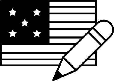 Siyah beyaz Amerikan bayrağına bir kurşun kalem çizilir. Kalem, bayrağa öyle bir şekilde konur ki, bayrakta yazar.