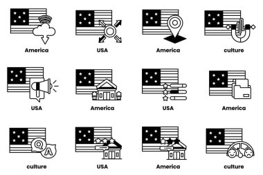 Görüntü, ABD de dahil olmak üzere farklı ülkelerden gelen bayraklardan oluşan bir koleksiyon. Her bayrak eşsiz bir tasarıma sahip ve farklı bir kültürü temsil ediyor. Bayraklar bir şebekeye yerleştirilmiş.