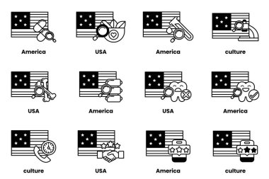 Görüntü, her biri farklı bir ülkeyi temsil eden on iki farklı bayraktan oluşuyor. Bayraklar, her birinin eşsiz bir tasarımı ve renk şeması olan bir ızgaraya dizilmiştir. Bayraklar simsiyah.