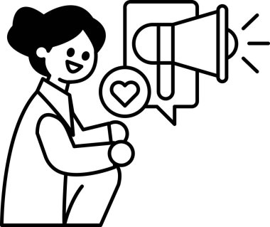 Bir kadın elleri dizlerinin üzerinde oturuyor ve gülümsüyor. Arkasında büyük bir konuşmacı var.