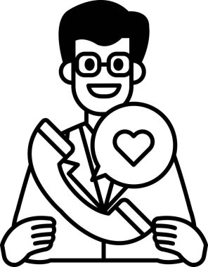 Takım elbiseli bir adam elinde kırık bir ekran ve kalp sembolü olan bir telefon tutuyor. Gülümsüyor ve mutlu.