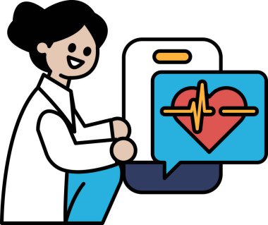 Önünde tabletle yerde oturan bir kadın var. Tabletin üzerinde bir kalp var ve kadın gülümsüyor. Mutluluk ve pozitiflik kavramı