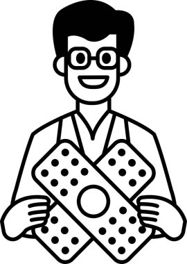 Ellerinde bandaj tutan bir adam var. Gülümsüyor ve mutlu.