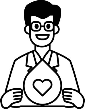 Bir adam elinde bir kalp tutuyor. Gülümsüyor ve gözlük takıyor. Sıcaklık ve pozitiflik kavramı