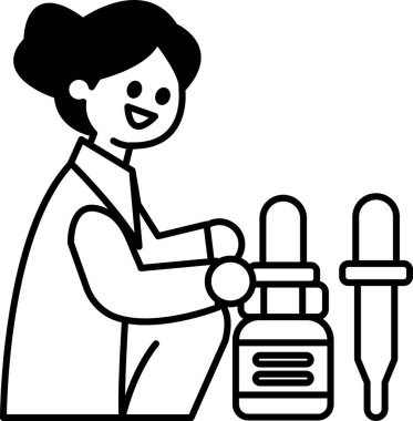 Bir kadın oturuyor ve elinde bir şişe ilaç tutuyor. Gülümsüyor ve mutlu.